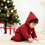 [66-100cm] くまワッペン あったか フード付き カバーオール - Image 5