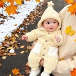 [66-100cm] 星柄 フード あったか カバーオール