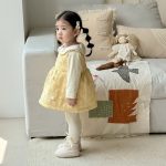 [73-100cm] キルティング 蝶結び ジャンパースカート - Image 4