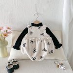 [66-90cm] ボア リボン 刺繍 ロンパース - Image 8