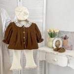 [73-120cm] レース襟 裏起毛 コットン コート - Image 11