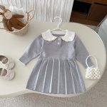 [73-110cm]韓国風 ニット プリーツワンピース - Image 9