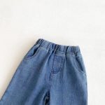 [90-130cm]デニム レース切替 ストレートパンツ - Image 3