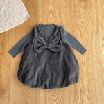 [73-100cm] ヘップバーン風ドレスワンピ&ニットインナー 2点セット - Image 4