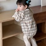 [66-90cm]レース チェック柄 ロンパース