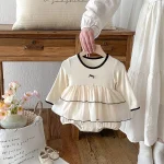 [66-90cm] リボン付き ワンピース風 ロンパース - Image 8