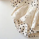 [66-100cm] ワンピース風 ドット ロンパース - Image 9