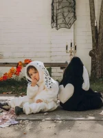 [66-90cm] クリスマス フード付き ロンパース