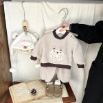 [73-110cm]韓国風 キャラ あったか セットアップ - Image 5