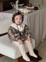 [66-90cm]レトロ チェック 暖かい ロンパース - Image 2