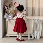 [73-100cm]リボンキャミワンピース&;ドット長袖トップス