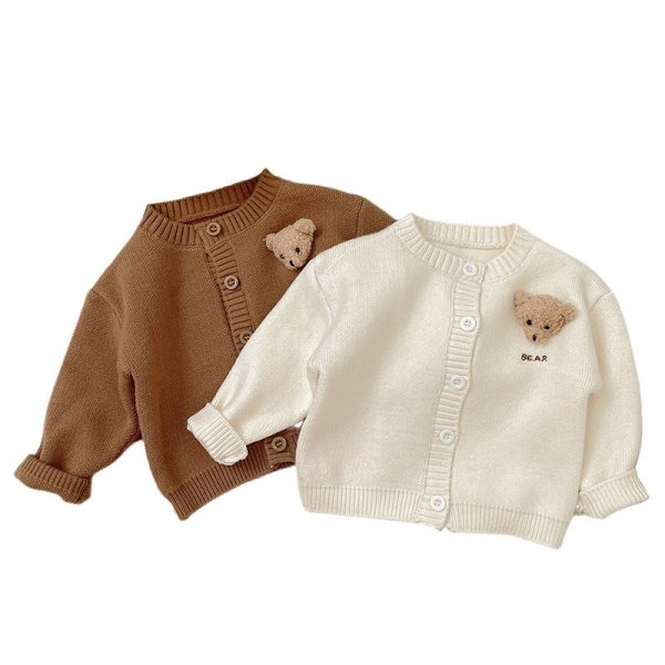 [66-100cm] ボタン カーディガン 無地 ニット セーター