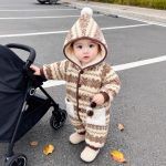 [66-100cm] レトロ フード付き あったか カバーオール - Image 3