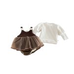 [66-90cm] 厚みのあるベルベットのスカート ロンパース - Image 4