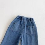 [90-130cm]デニム レース切替 ストレートパンツ - Image 2