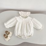 [66-90cm] キュートなフリルレースプラッシュ ロンパース - Image 5