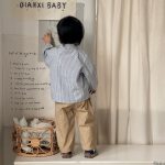 [73-100cm]カートゥーンチェックシャツ&コットンロングパンツ - Image 6