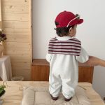 [66-100cm]英字&子犬柄 ケープ付き カバーオール - Image 2