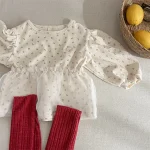 [80-130cm] 花柄 レース トップス - Image 3