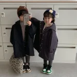 [80-150cm] 韓国風 暖かい フート付き ロングコート - Image 8