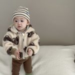 [66-100cm]もこもこ 帽子付き クマ柄 アウター - Image 2