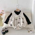 [66-90cm] ボア リボン 刺繍 ロンパース - Image 13