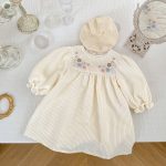 [73-110cm]コーデュロイ フラワー クリー ワンピース