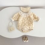 [66-90cm] レースカラー パッド プリント ロンパース - Image 9