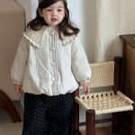 [73-110cm] 韓国風 ニット襟 中綿アウター - Image 8