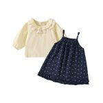 [73-100cm]リボンプリントキャミワンピース&レース襟ブラウス - Image 7