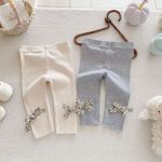 [66-100cm]蝶結び リブ レギンス - Image 3