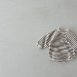 [66-90cm]ボーダー 丸首 ロンパース - Image 3