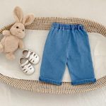 [73-110cm]フリンジ ストレート デニムパンツ