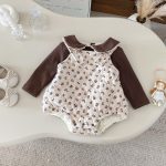 [66-90cm] 花柄 キャミロンパース&裏起毛 トップス - Image 9