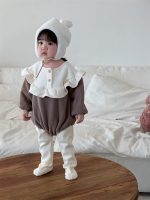 [66-90cm]コントラストカラーのフリル付き ロンパース - Image 6