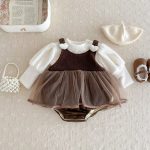 [66-90cm] 厚みのあるベルベットのスカート ロンパース - Image 7