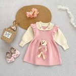 [73-110cm]熊さん付き レイヤード ワンピース - Image 9