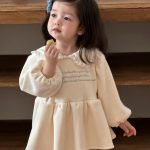 [66-90cm] 韓国風 丸襟 ワンピース