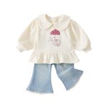 [73-100cm]韓国風襟付きスウェット&ハートデニムパンツ - Image 5