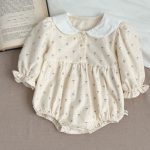 [66-100cm]ドット 小花柄 ロンパース - Image 9