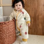 [66-100cm] カラードット あったか カバーオール - Image 4