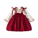 [73-100cm]リボンキャミワンピース&;ドット長袖トップス - Image 5