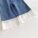 [90-130cm]デニム レース切替 ストレートパンツ - Image 8