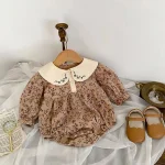 [66-90cm] 丸襟 小花柄 ロンパース