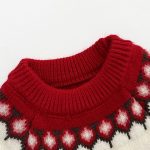 [66-100cm] くまハート柄 ニットカバーオール - Image 4