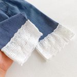 [90-130cm]デニム レース切替 ストレートパンツ - Image 4