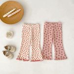 [73-110cm]小花柄 くまベルボトムパンツ - Image 3