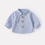 [73-100cm]カートゥーンチェックシャツ&コットンロングパンツ - Image 2