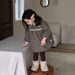 [73-100cm]レース チェックの厚手 ワンピース - Image 4