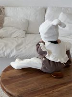 [66-90cm]コントラストカラーのフリル付き ロンパース - Image 3